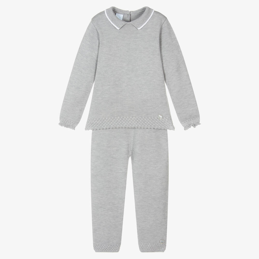 Artesanía Granlei - Boys Grey Knitted Trouser Set | Childrensalon