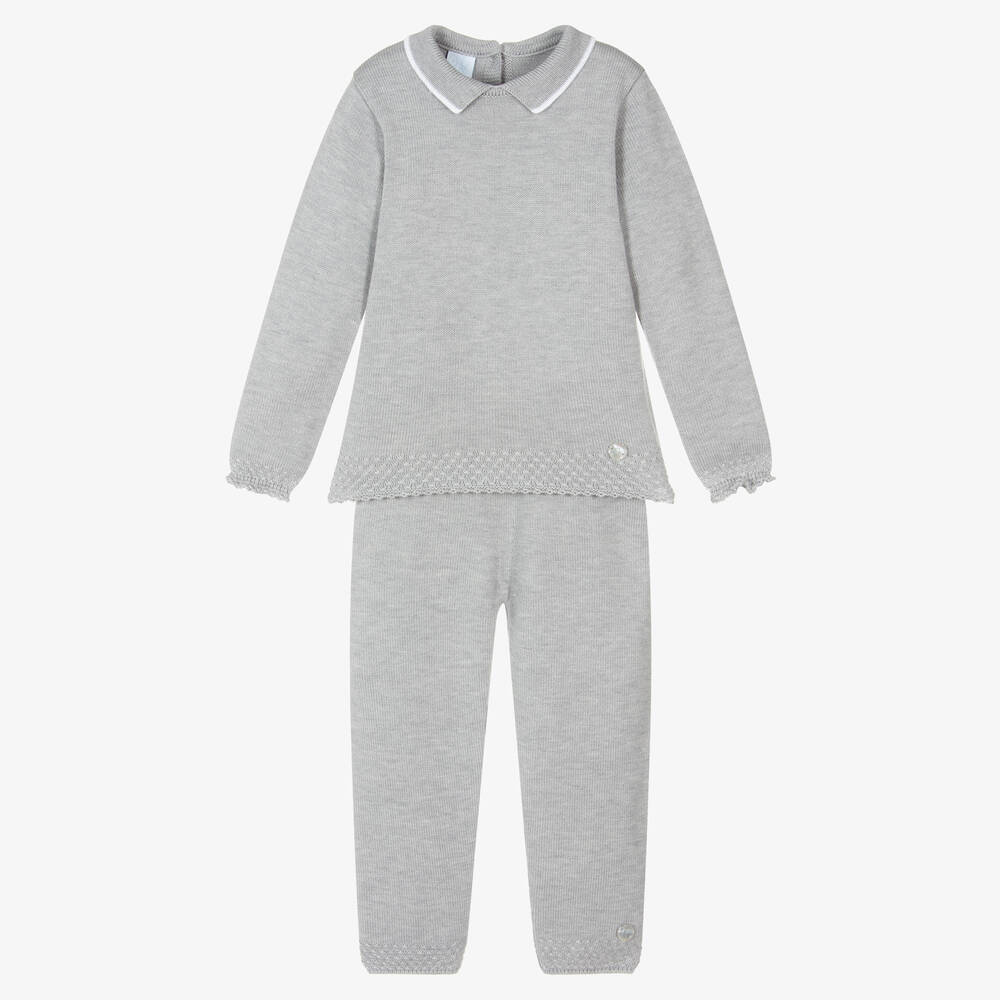 Artesanía Granlei - Ensemble pantalon gris en maille garçon | Childrensalon