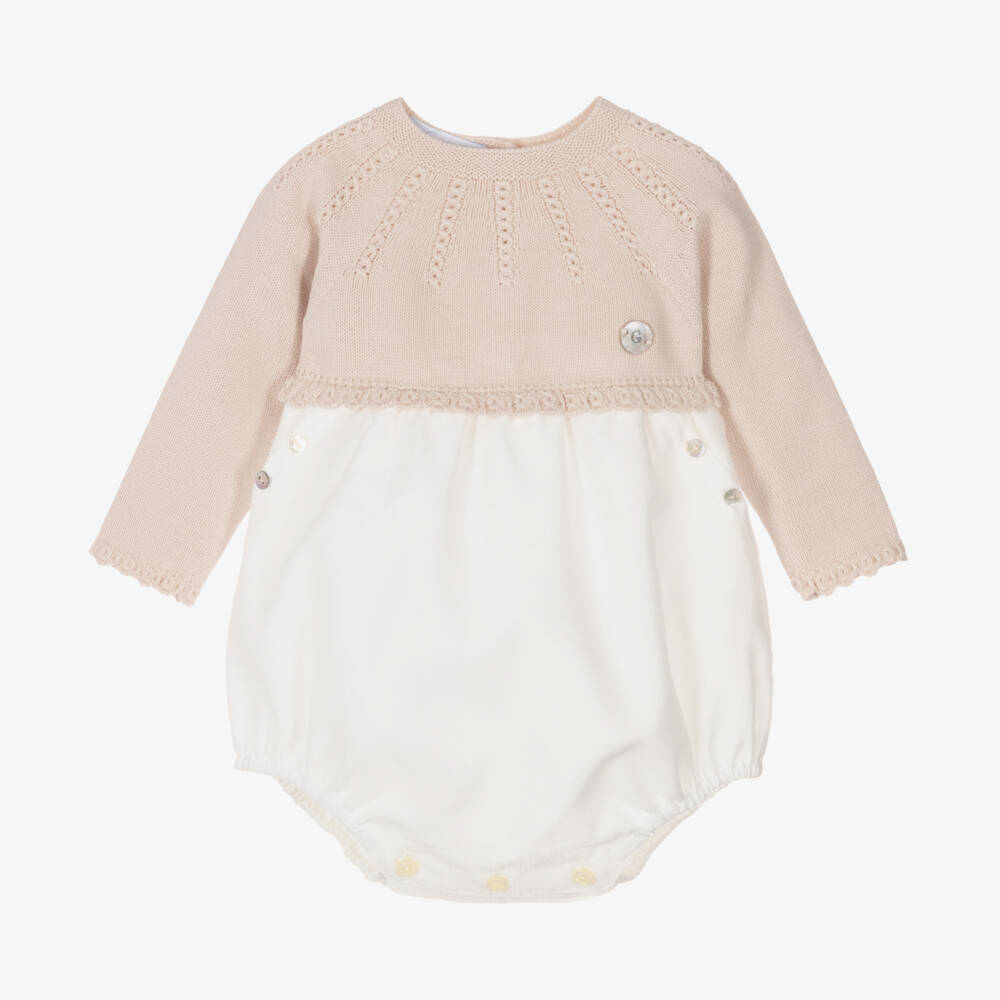 Artesanía Granlei-Boys Ivory and Beige Knit Shortie | Childrensalon Outlet