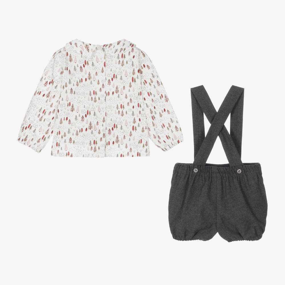 Artesanía Granlei-Boys Ivory and Grey Outfit Set | Childrensalon Outlet