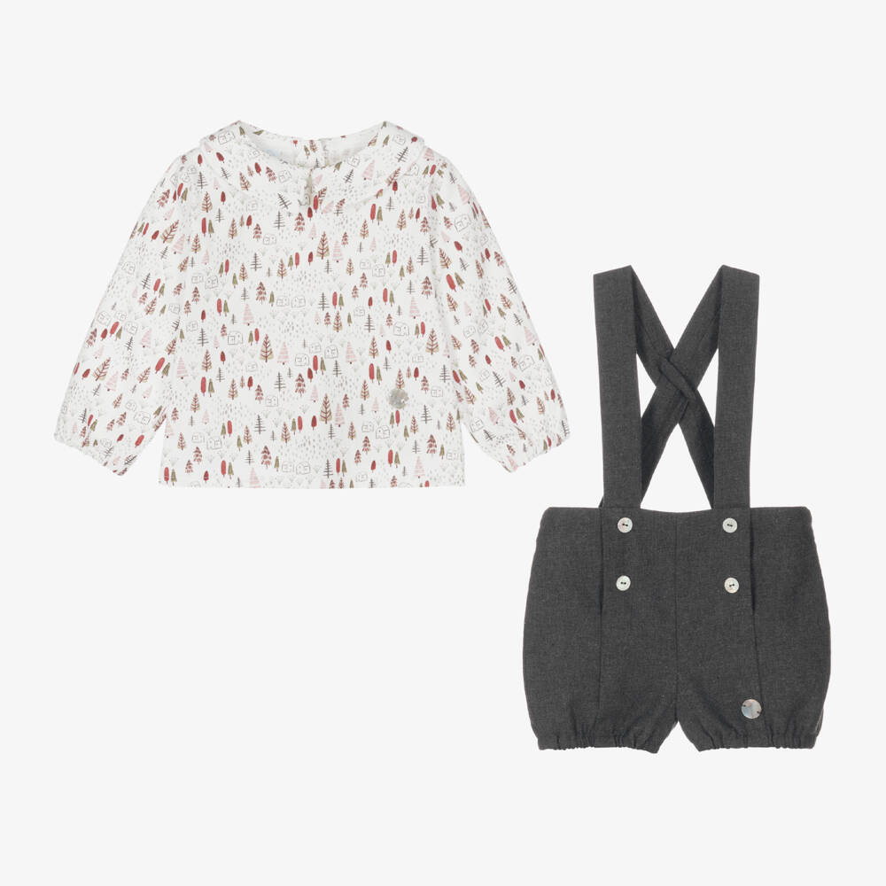 Artesanía Granlei-Boys Ivory and Grey Outfit Set | Childrensalon Outlet