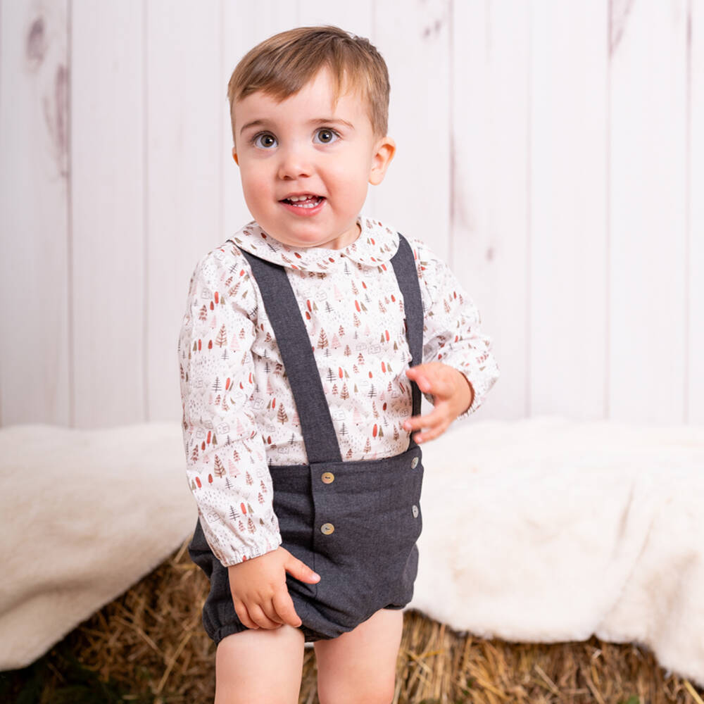 Artesanía Granlei-Boys Ivory and Grey Outfit Set | Childrensalon Outlet