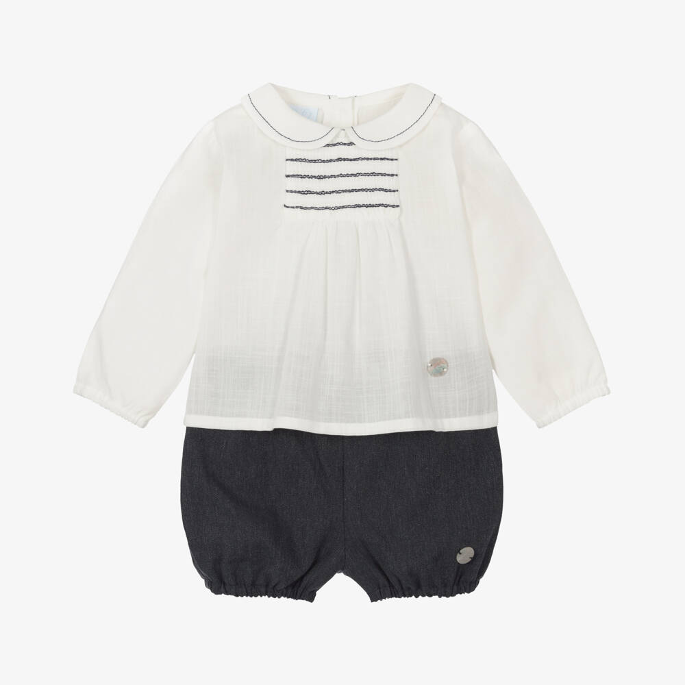 Artesanía Granlei-Boys Ivory and Navy Outfit | Childrensalon Outlet