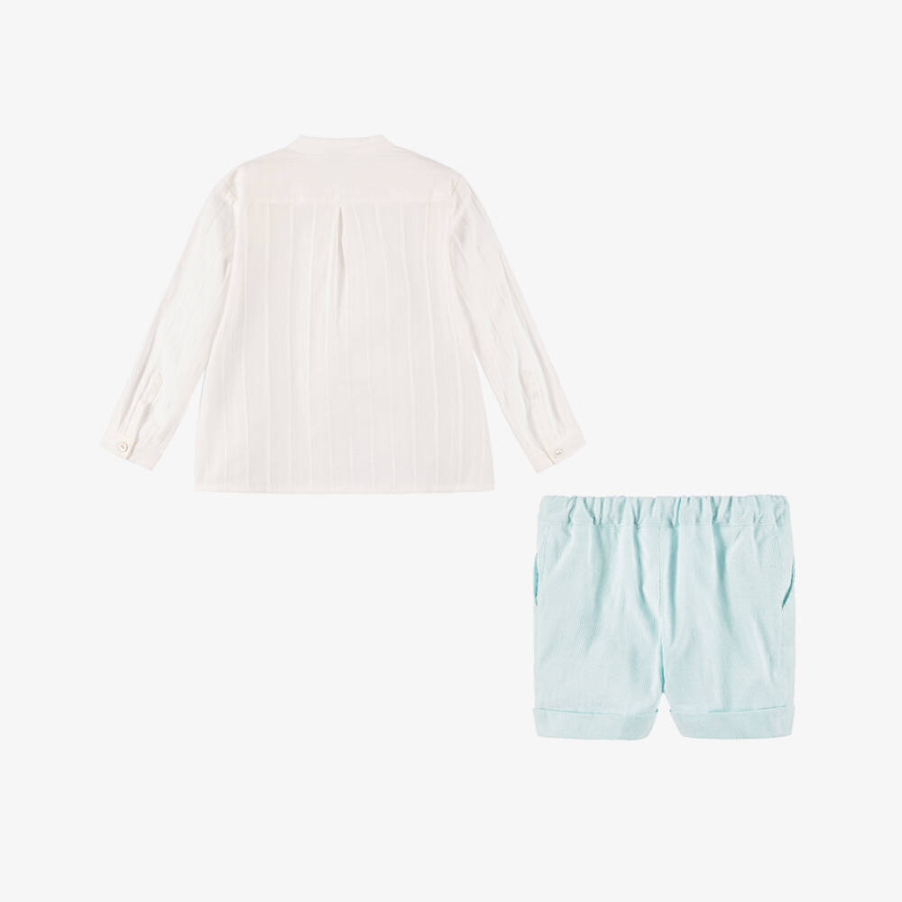 Artesanía Granlei-طقم قطني عاجي وأزرق للأولاد | Childrensalon Outlet