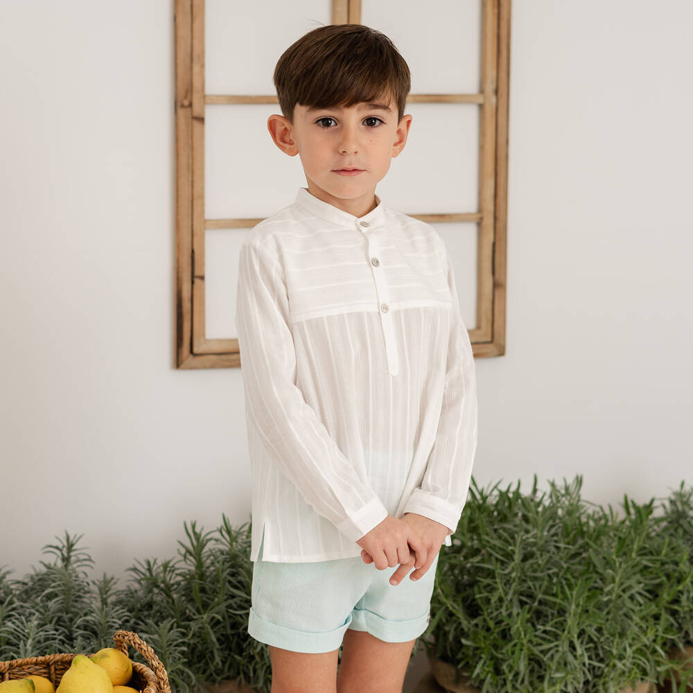 Artesanía Granlei-طقم قطني عاجي وأزرق للأولاد | Childrensalon Outlet