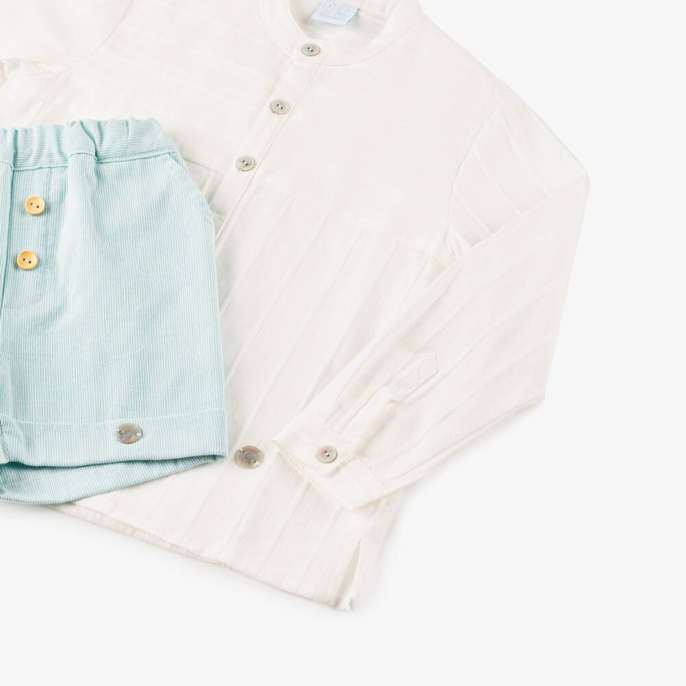 Artesanía Granlei-طقم قطني عاجي وأزرق للأولاد | Childrensalon Outlet