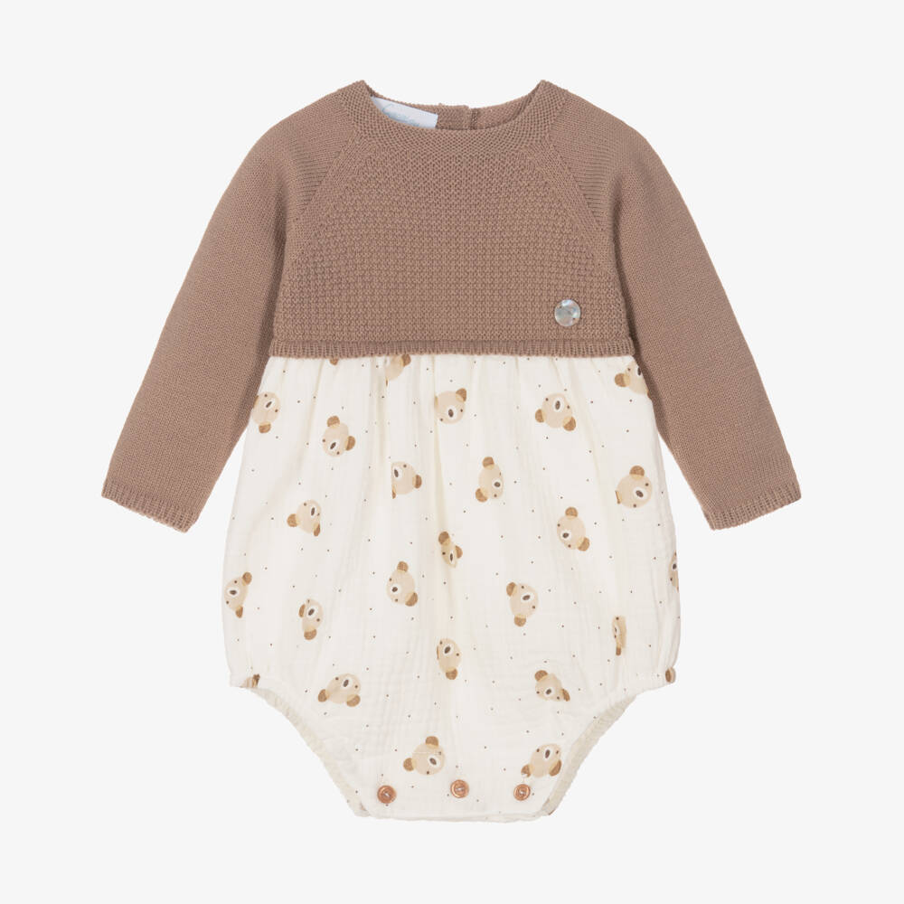 Artesanía Granlei-Boys Ivory Bear Knit Shortie | Childrensalon Outlet