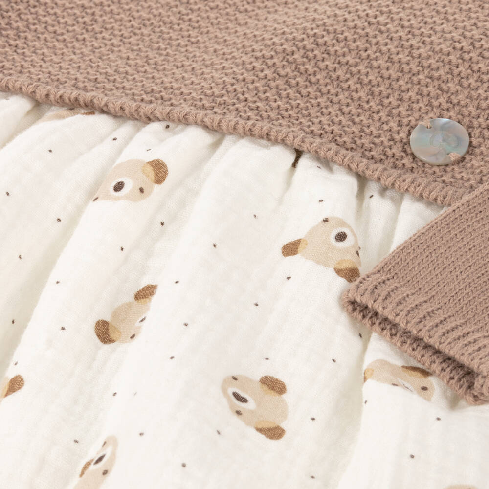 Artesanía Granlei-Boys Ivory Bear Knit Shortie | Childrensalon Outlet