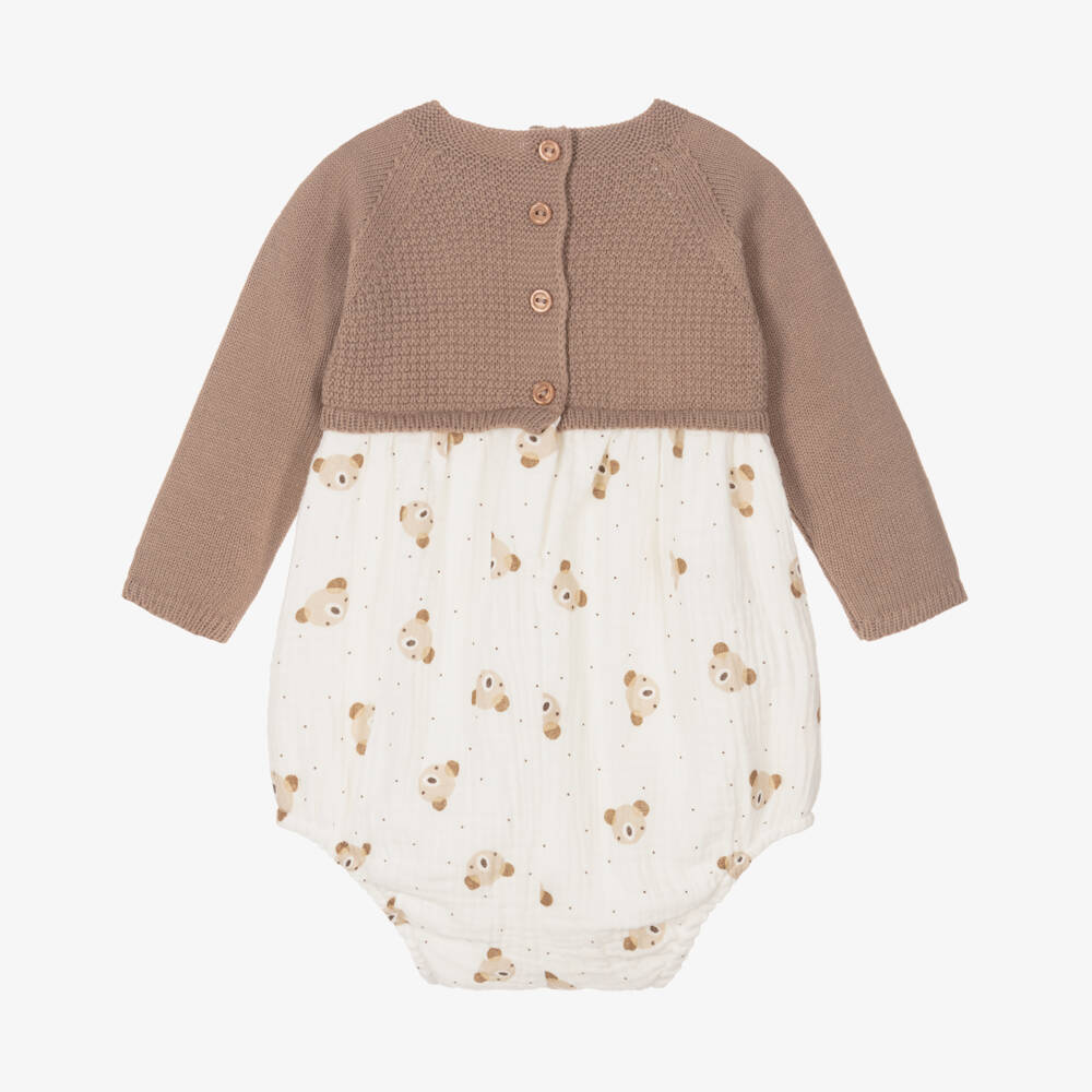 Artesanía Granlei-Boys Ivory Bear Knit Shortie | Childrensalon Outlet