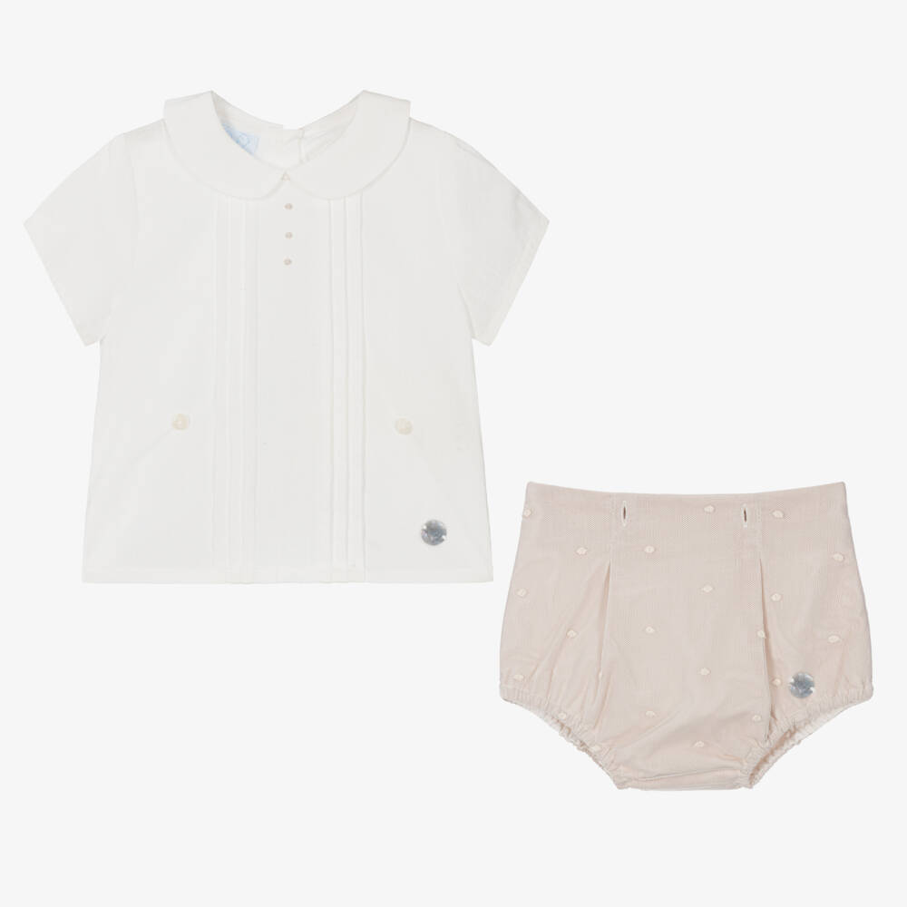 Artesanía Granlei-Boys Ivory Beige Buster Outfit | Childrensalon Outlet