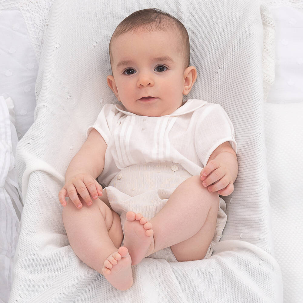 Artesanía Granlei-Boys Ivory Beige Buster Outfit | Childrensalon Outlet