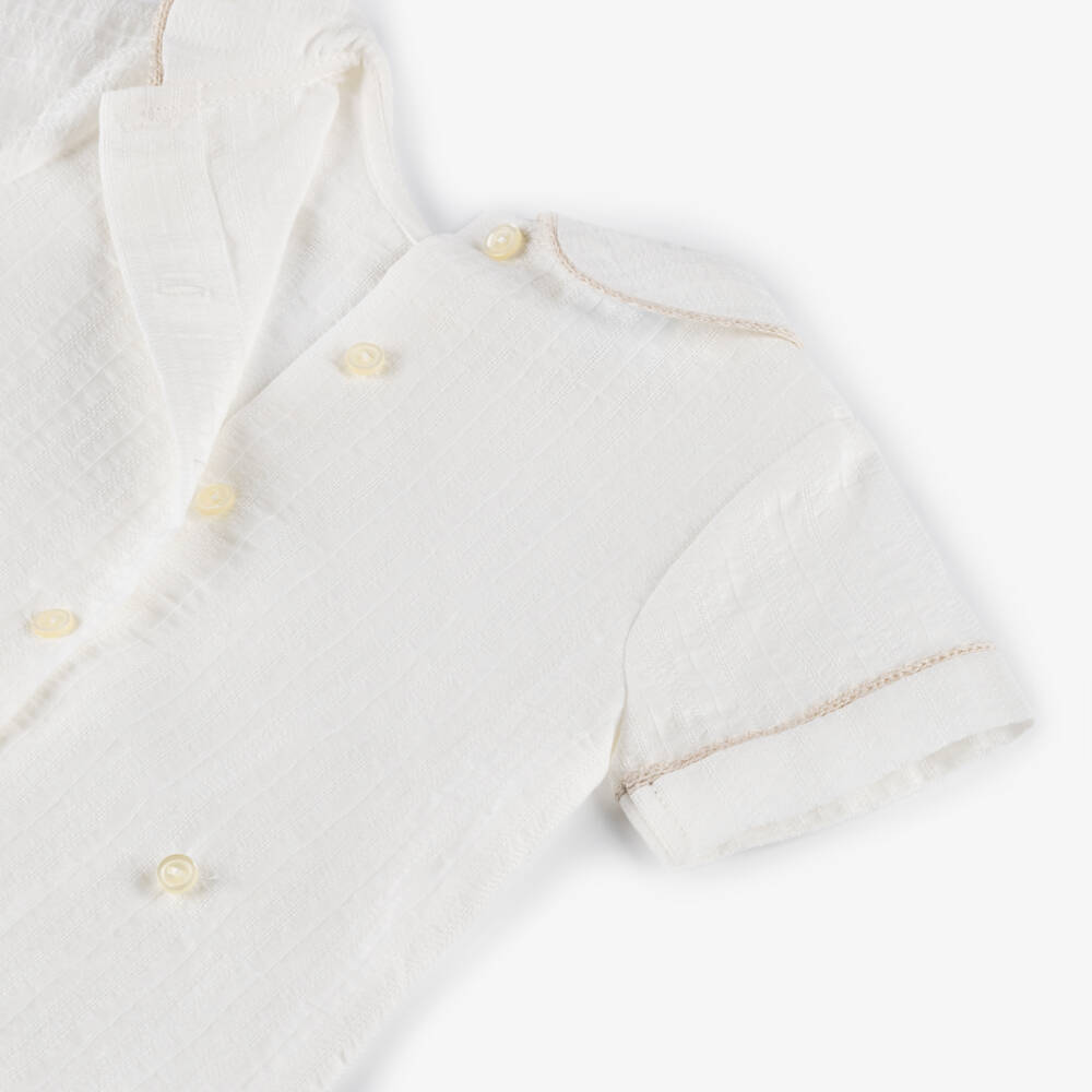 Artesanía Granlei-Boys Ivory Beige Cotton Ensemble | Childrensalon Outlet