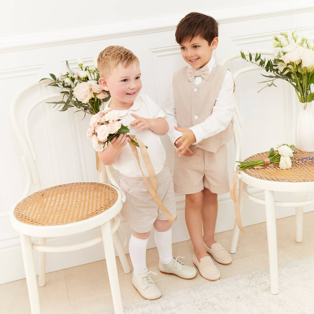 Artesanía Granlei-Boys Ivory Beige Cotton Ensemble | Childrensalon Outlet