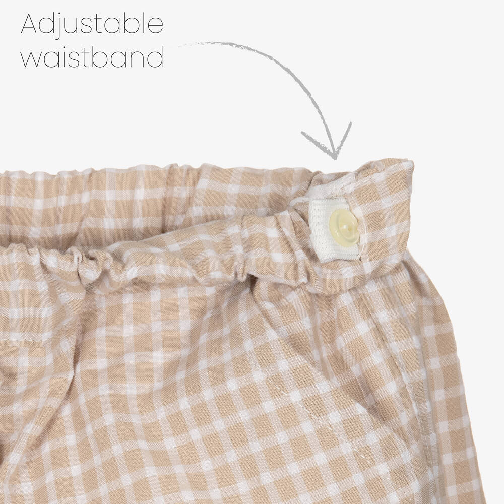 Artesanía Granlei-Boys Ivory & Beige Cotton Shorts Set | Childrensalon Outlet