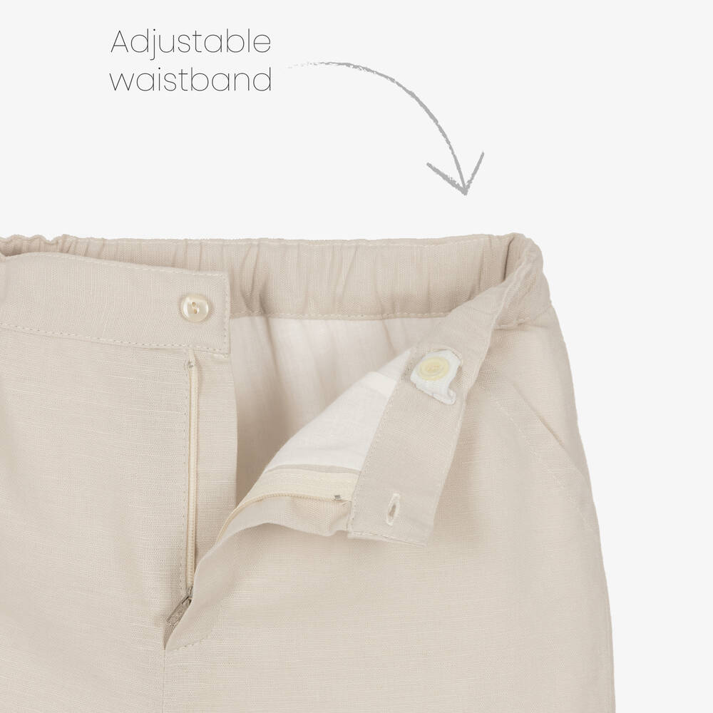 ارتيزانيا  غرانلي-طقم شورت قطن وكتان لون عاجي وبيج للأولاد | Childrensalon Outlet