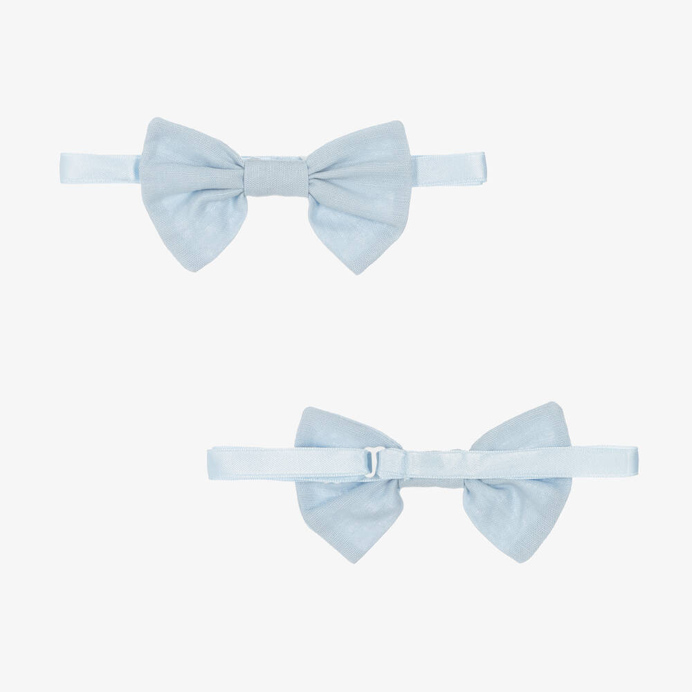 Artesanía Granlei-Boys Ivory & Blue Linen Short Set | Childrensalon Outlet