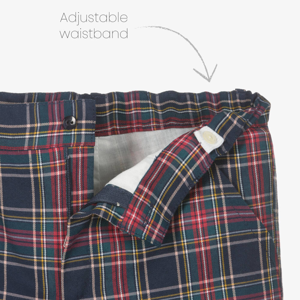 Artesanía Granlei-Boys Ivory & Blue Tartan Trousers Set | Childrensalon Outlet