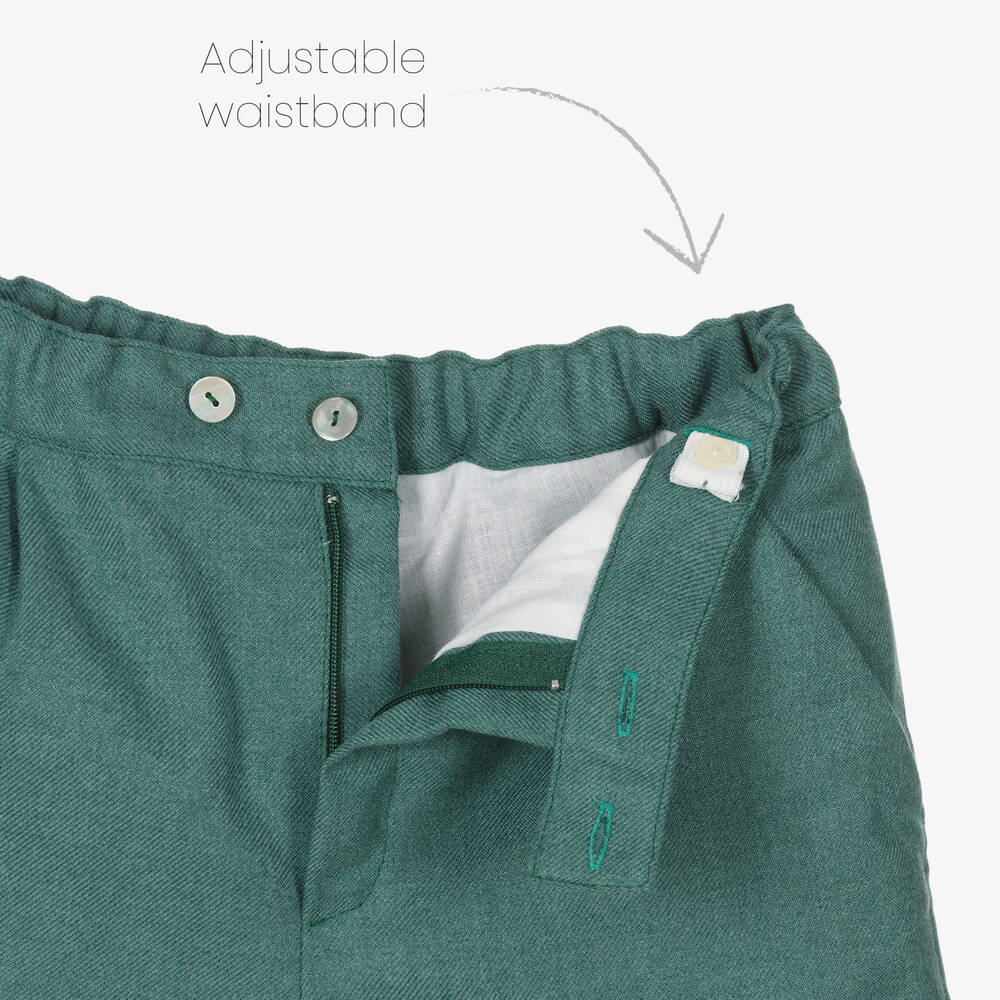 Artesanía Granlei-Boys Ivory & Green Shorts Set | Childrensalon Outlet