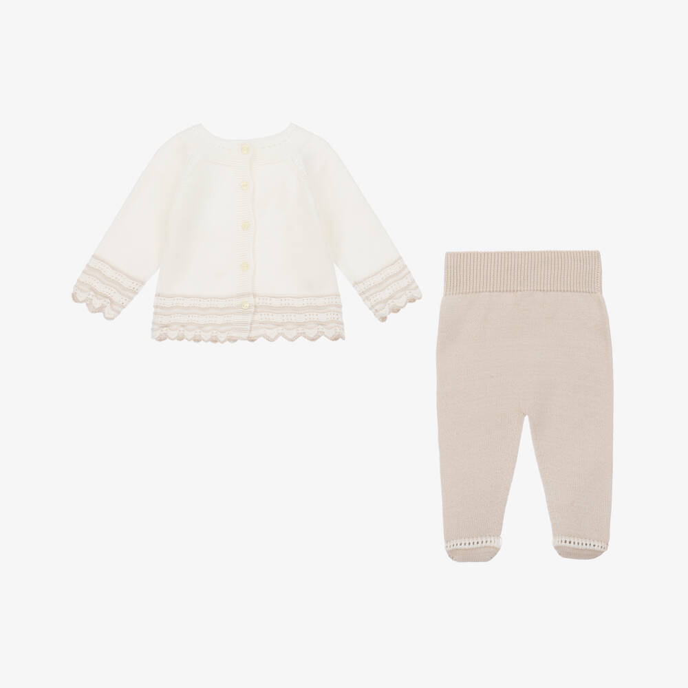 Artesanía Granlei-Boys Ivory Knit Babygrow Set | Childrensalon Outlet