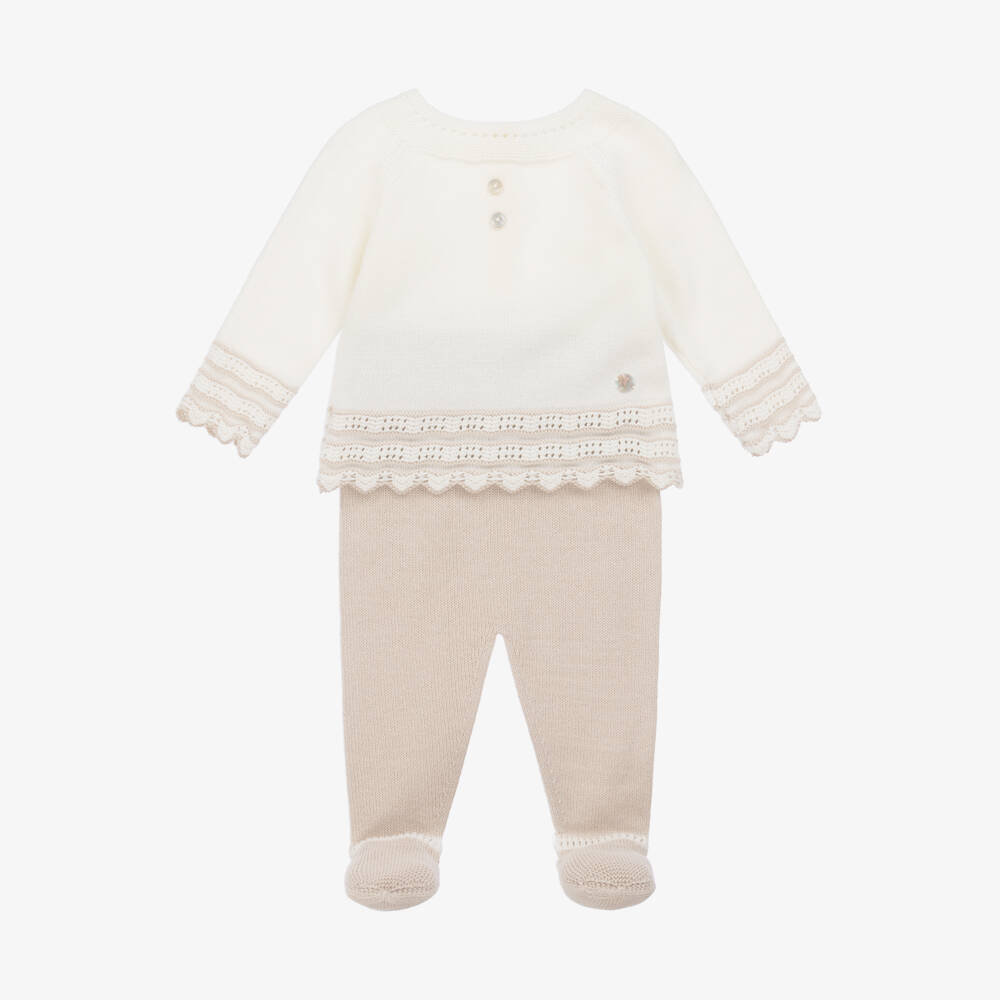 Artesanía Granlei-Boys Ivory Knit Babygrow Set | Childrensalon Outlet