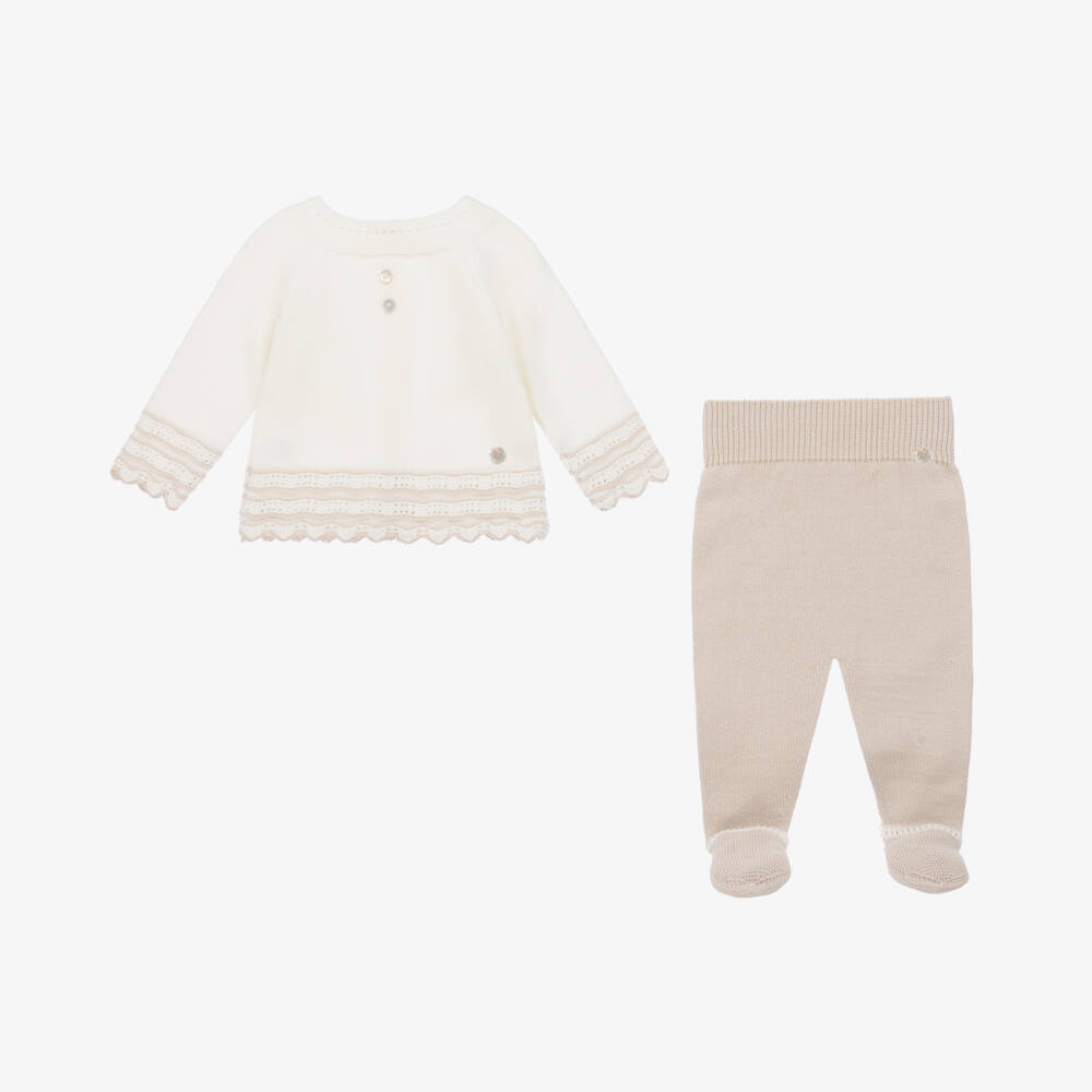 Artesanía Granlei-Boys Ivory Knit Babygrow Set | Childrensalon Outlet