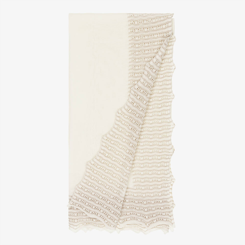Artesanía Granlei-Boys Ivory Knit Blanket Shawl | Childrensalon Outlet