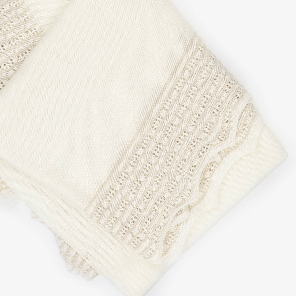 Artesanía Granlei-Boys Ivory Knit Blanket Shawl | Childrensalon Outlet