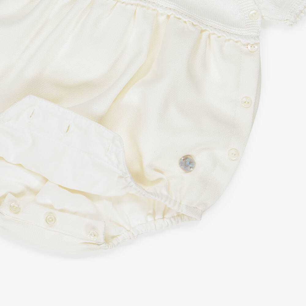 Artesanía Granlei-Boys Ivory Knit & Pique Romper | Childrensalon Outlet