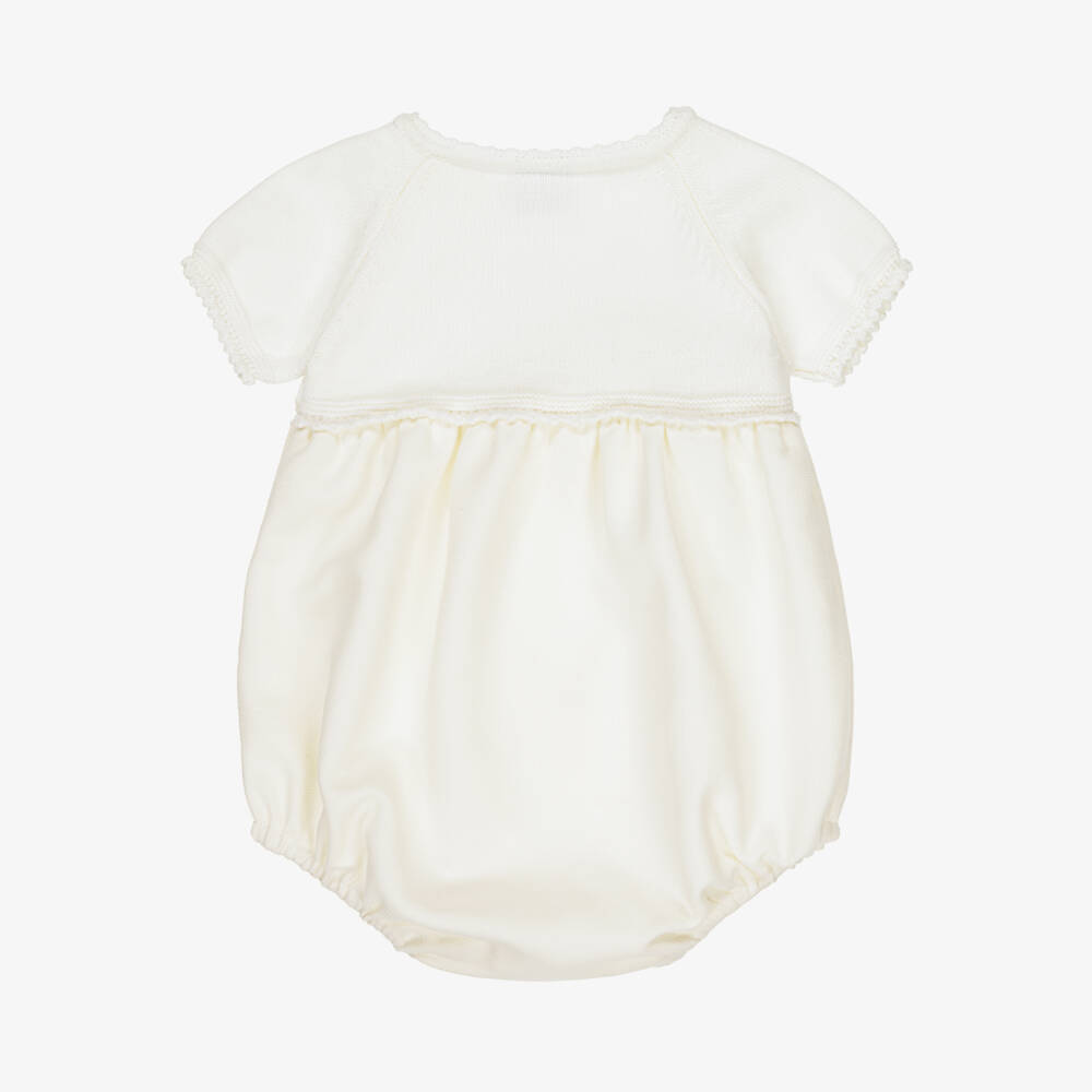 Artesanía Granlei-Boys Ivory Knit & Pique Romper | Childrensalon Outlet