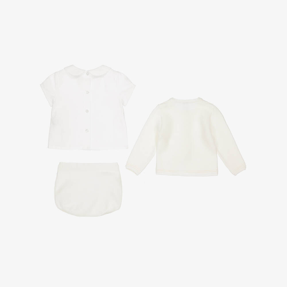 Artesanía Granlei-Boys Ivory Knit Shorts Ensemble | Childrensalon Outlet