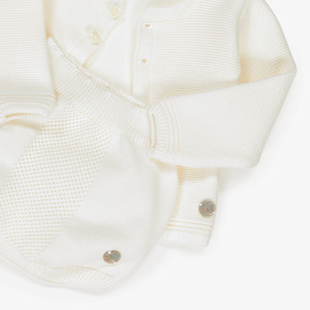 Artesanía Granlei-Boys Ivory Knit Shorts Ensemble | Childrensalon Outlet