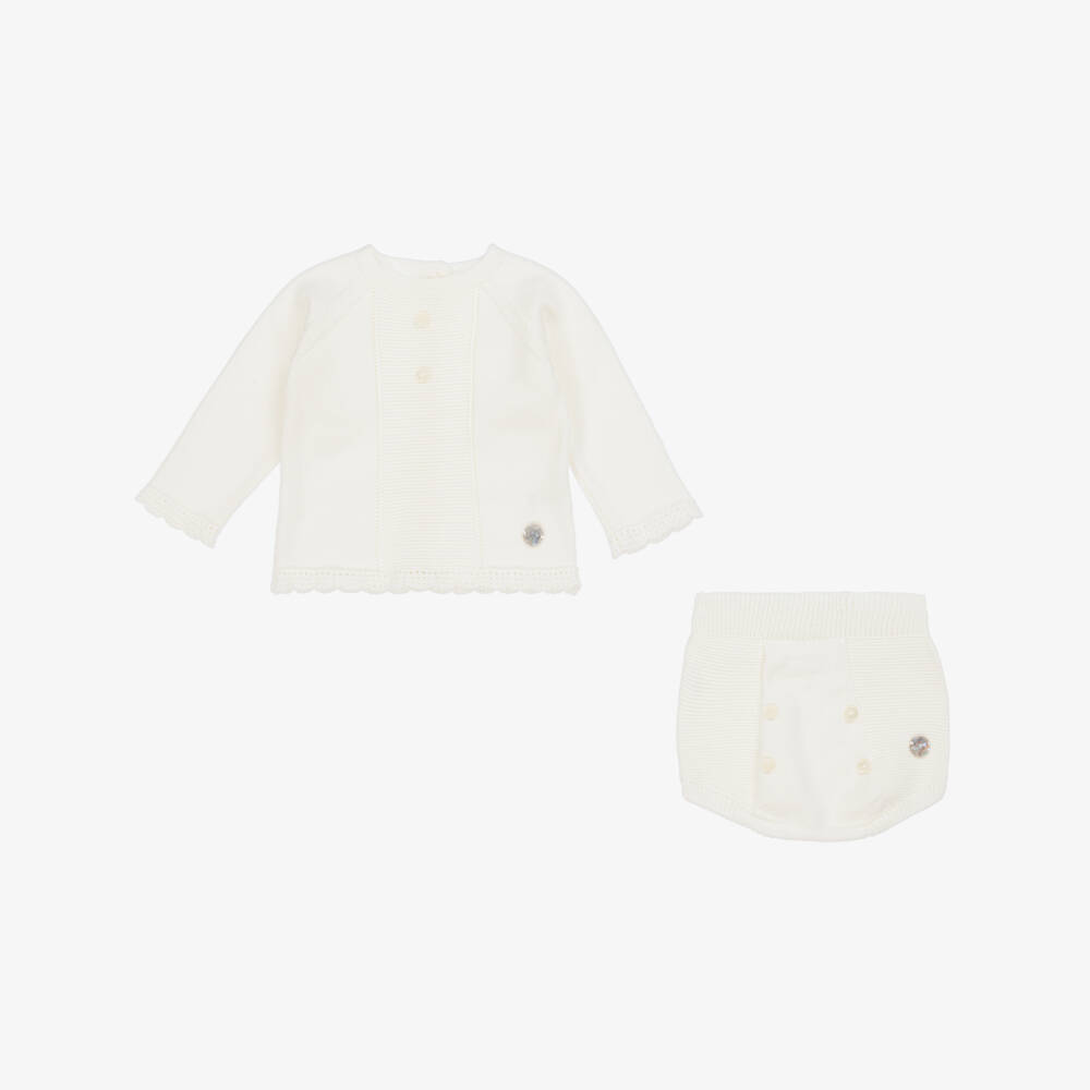 Artesanía Granlei-Boys Ivory Knit Top & Shorts | Childrensalon Outlet
