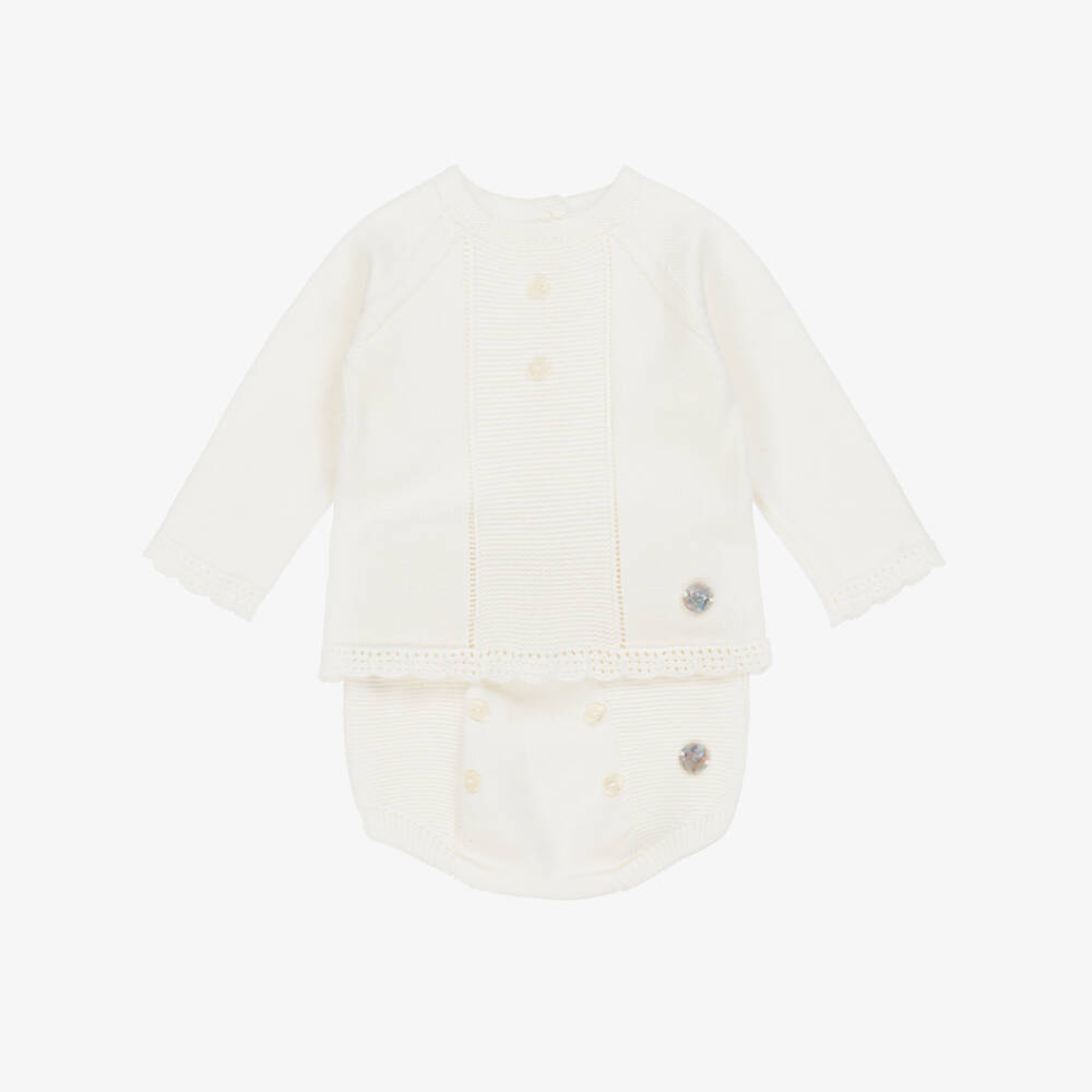 Artesanía Granlei-Boys Ivory Knit Top & Shorts | Childrensalon Outlet