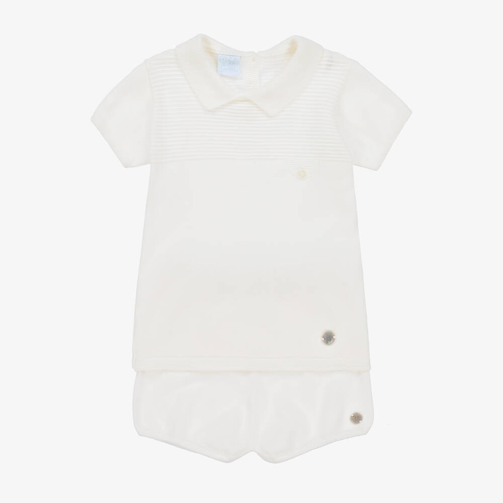 Artesanía Granlei-Boys Ivory Knitted Shorts Set | Childrensalon Outlet