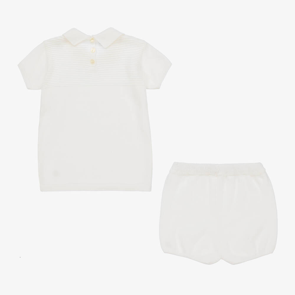 Artesanía Granlei-Boys Ivory Knitted Shorts Set | Childrensalon Outlet
