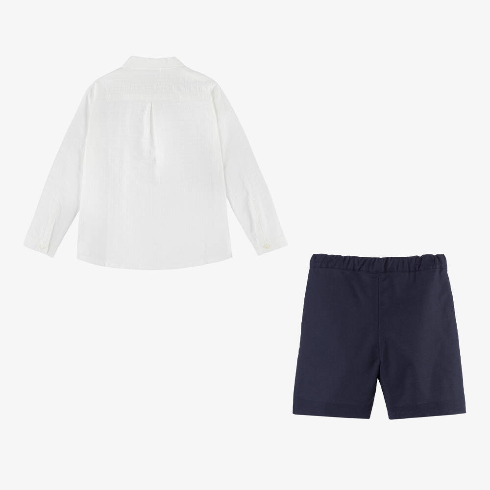 ارتيزانيا  غرانلي-طقم شورت قطن لون عاجي وكحلي للأولاد | Childrensalon Outlet