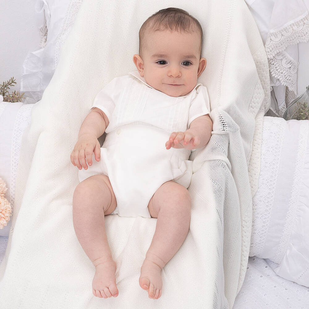 Artesanía Granlei-Boys Ivory Organic Cotton Buster Suit | Childrensalon Outlet