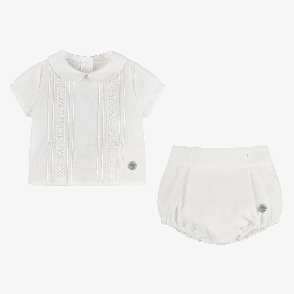 Artesanía Granlei-Boys Ivory Organic Cotton Buster Suit | Childrensalon Outlet