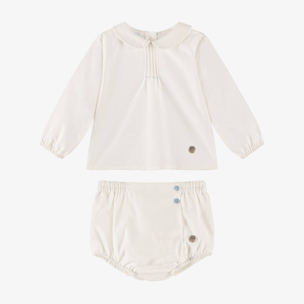 Artesanía Granlei-Boys Ivory Peter Pan Shorts Set | Childrensalon Outlet