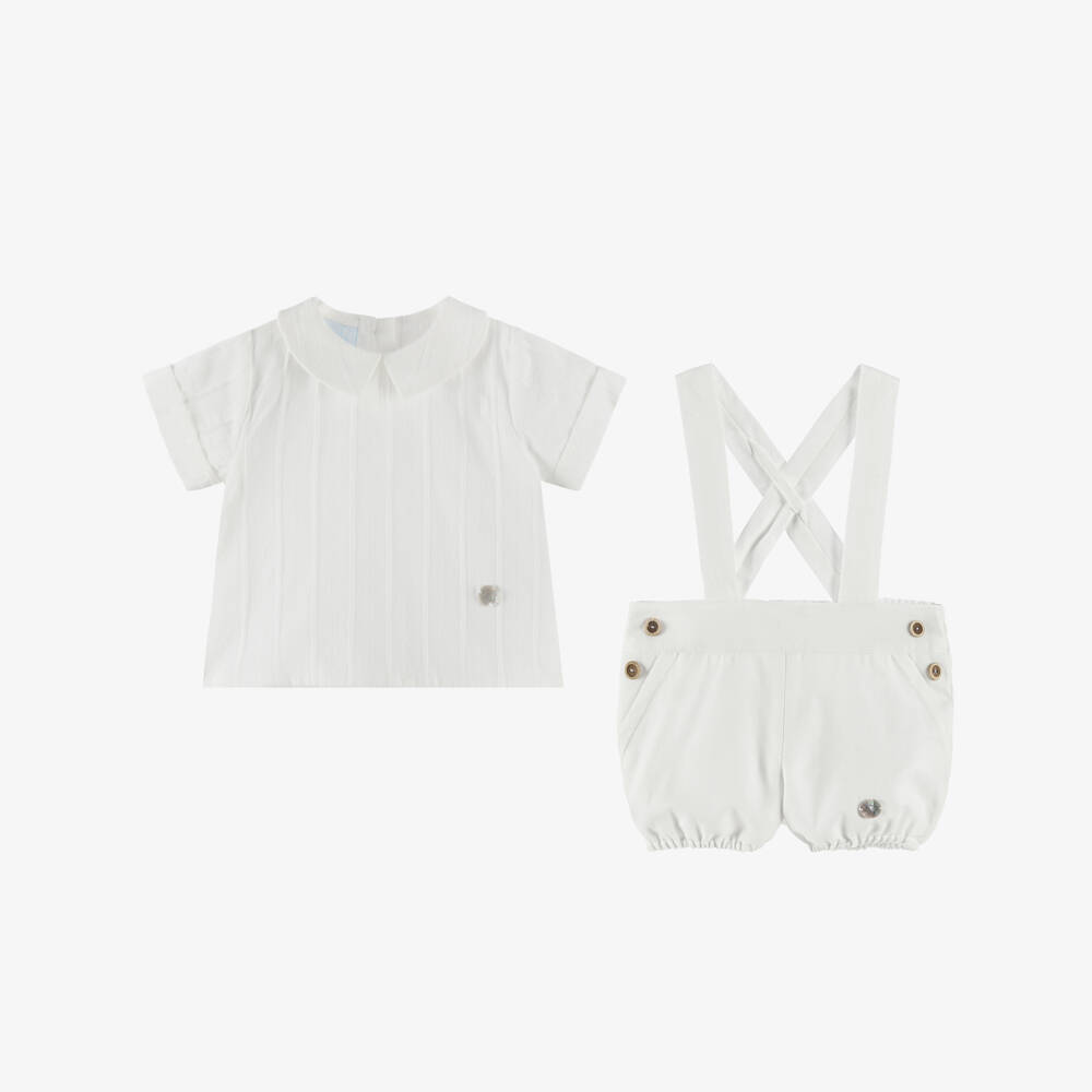 Artesanía Granlei-Boys Ivory Shirt & White Shorts Ensemble | Childrensalon Outlet