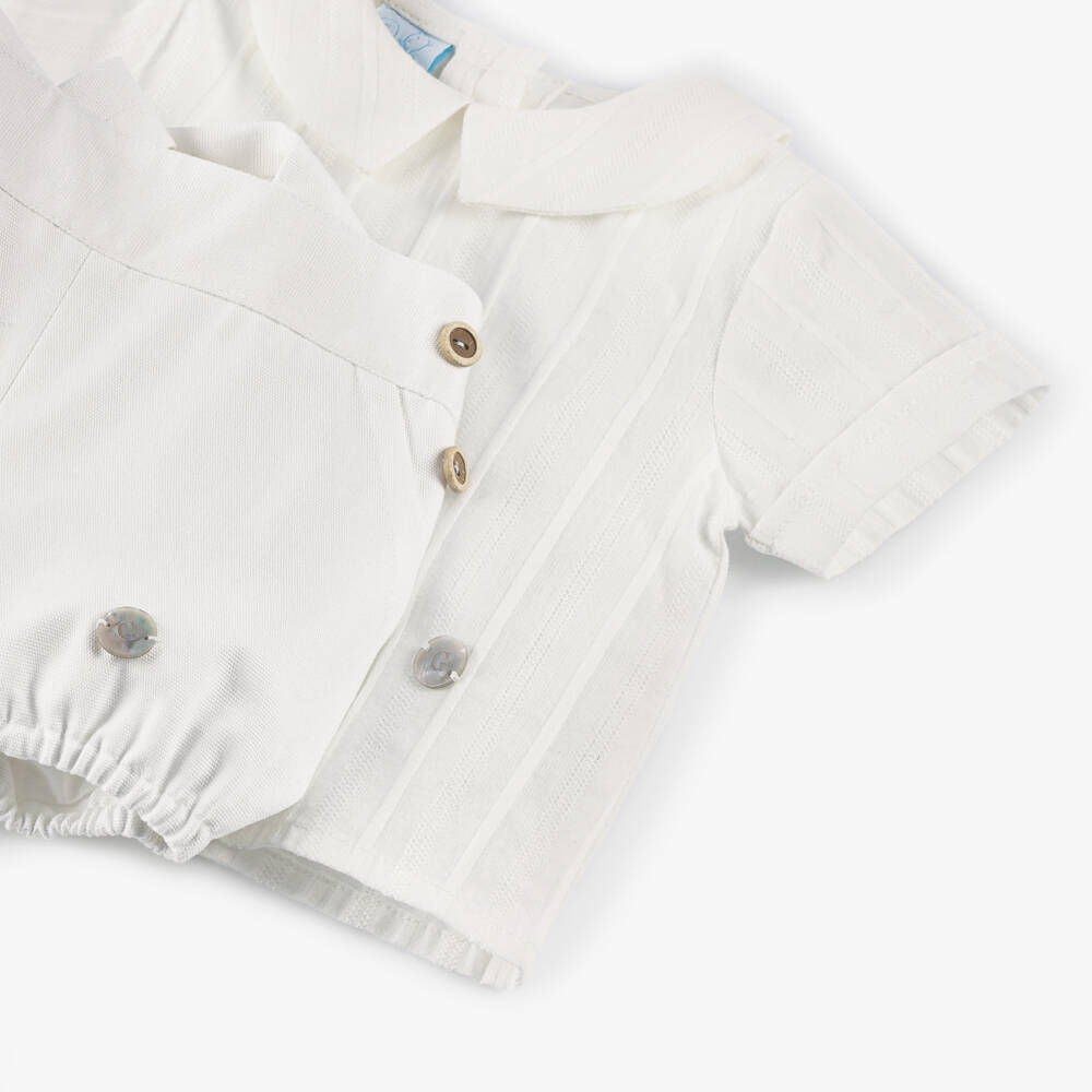 Artesanía Granlei-Boys Ivory Shirt & White Shorts Ensemble | Childrensalon Outlet