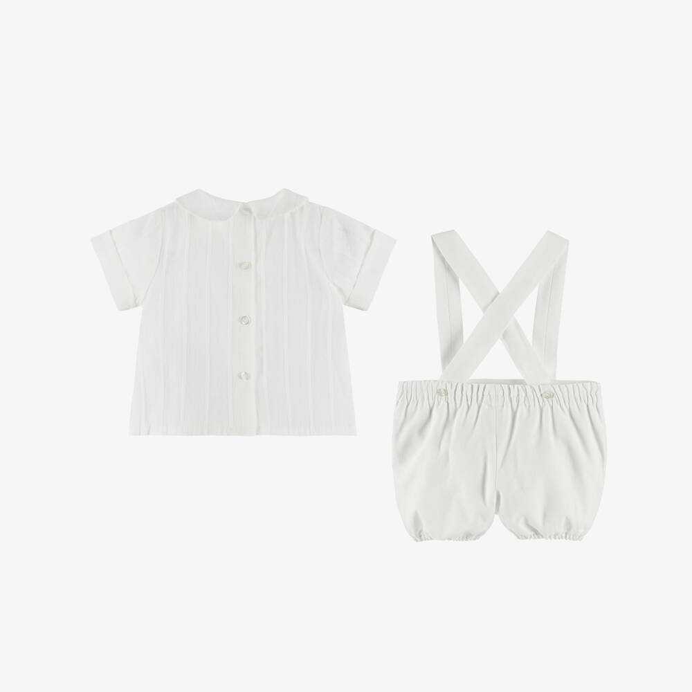 Artesanía Granlei-Boys Ivory Shirt & White Shorts Ensemble | Childrensalon Outlet