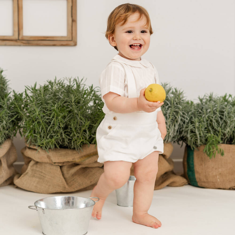 Artesanía Granlei-Boys Ivory Shirt & White Shorts Ensemble | Childrensalon Outlet