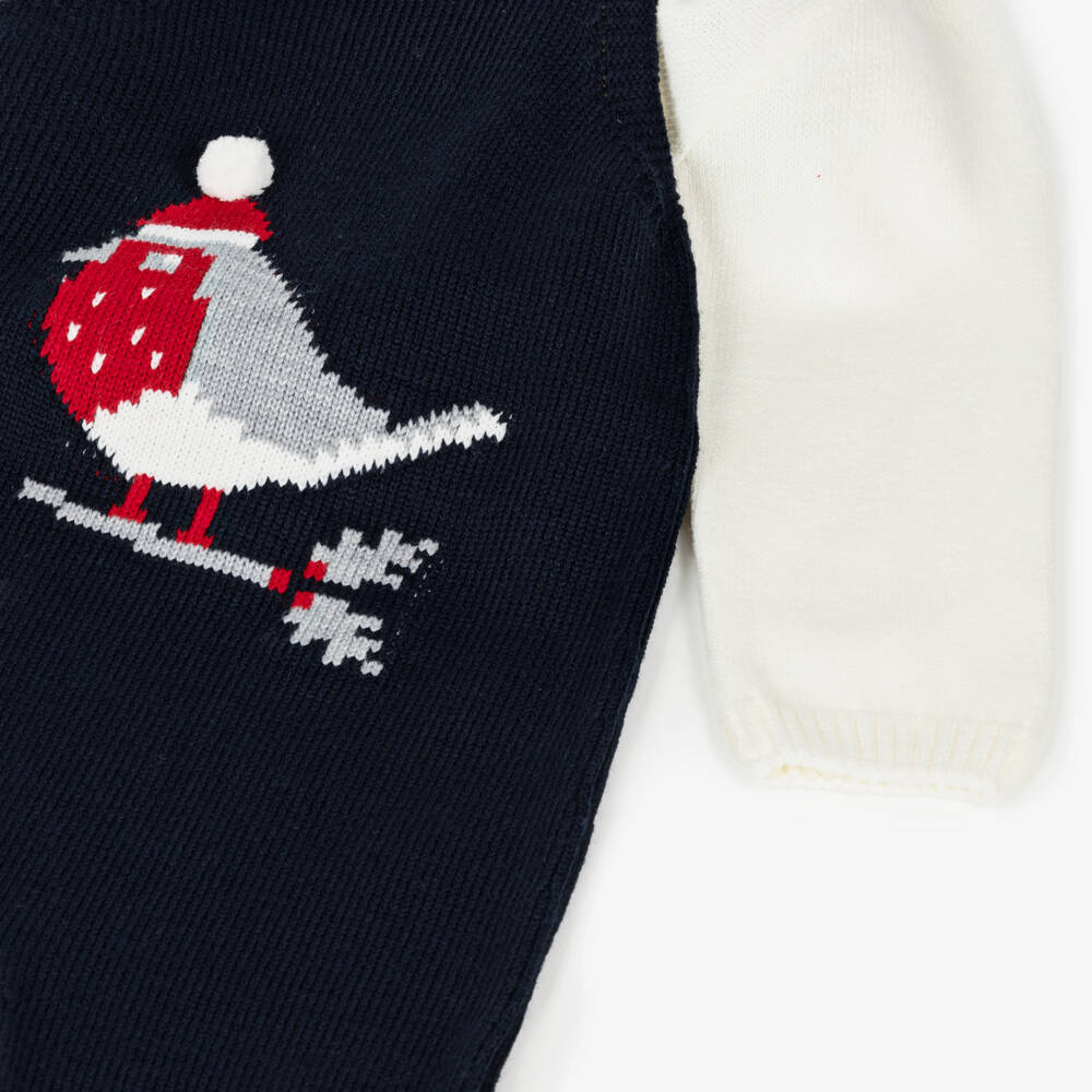 Artesanía Granlei-Синий трикотажный полукомбинезон Робин и свитер | Childrensalon Outlet