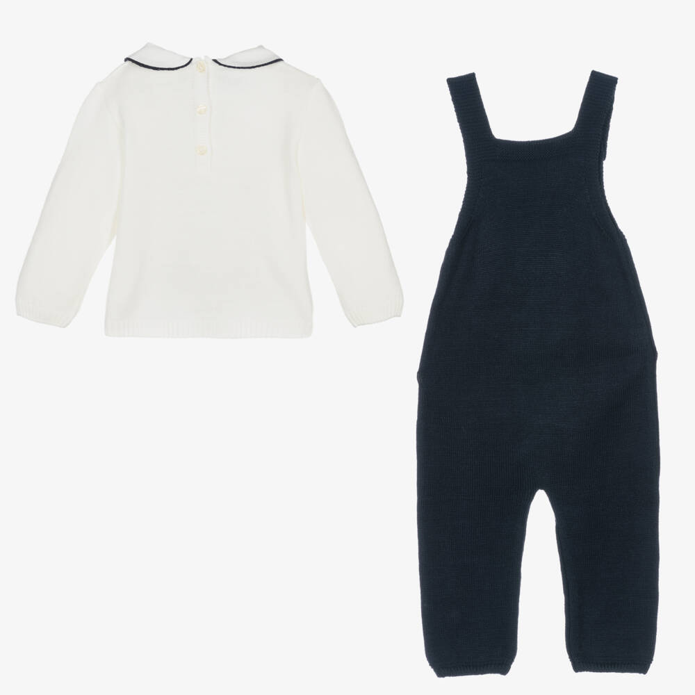 Artesanía Granlei-Синий трикотажный полукомбинезон Робин и свитер | Childrensalon Outlet