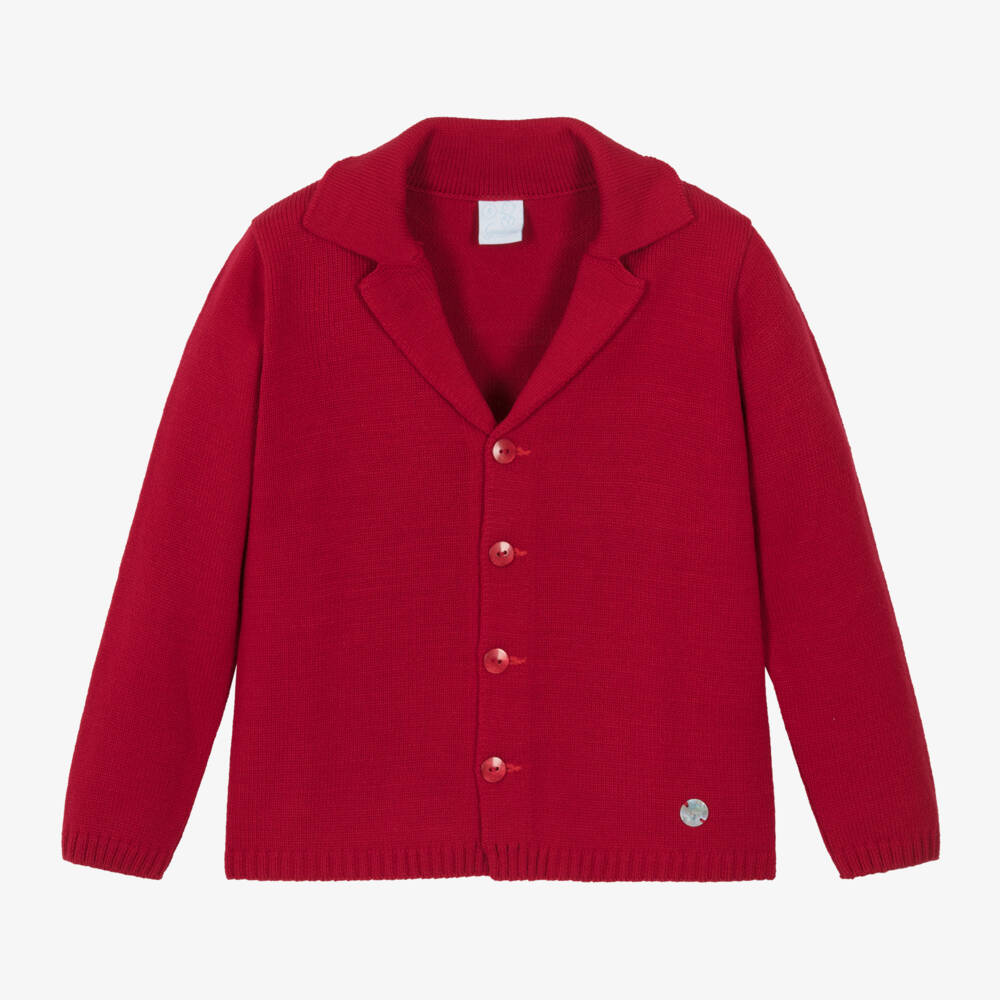 Artesanía Granlei-Boys Knitted Cardigan in Red | Childrensalon Outlet