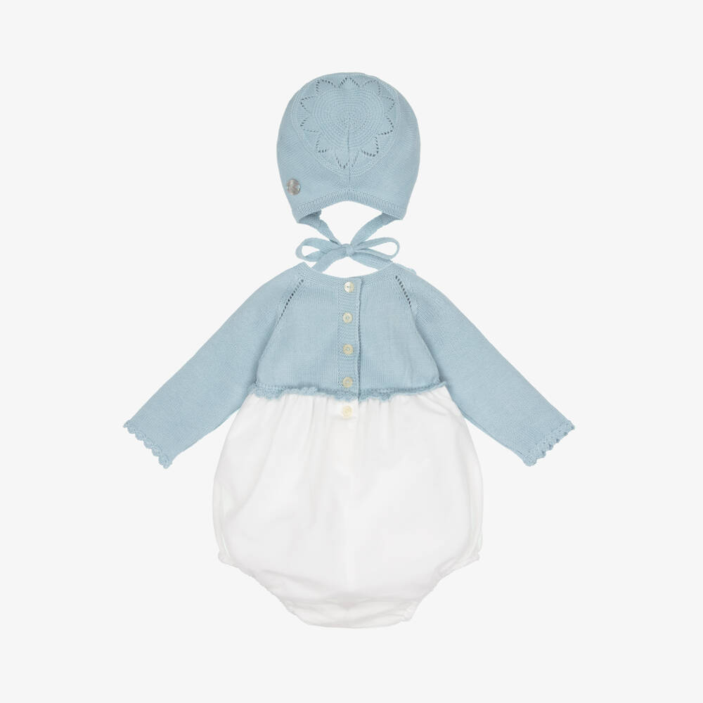 Artesanía Granlei-Boys Light Blue Knit Babysuit Set | Childrensalon Outlet