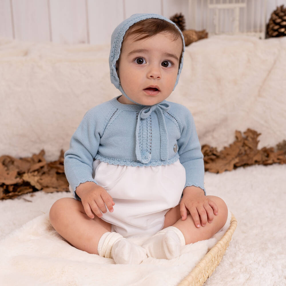Artesanía Granlei-Boys Light Blue Knit Babysuit Set | Childrensalon Outlet