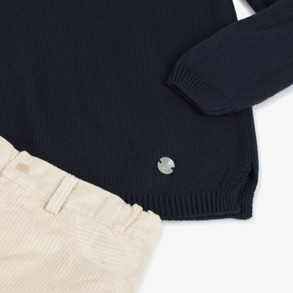 Artesanía Granlei-Boys Navy and Cream Reindeer Set | Childrensalon Outlet