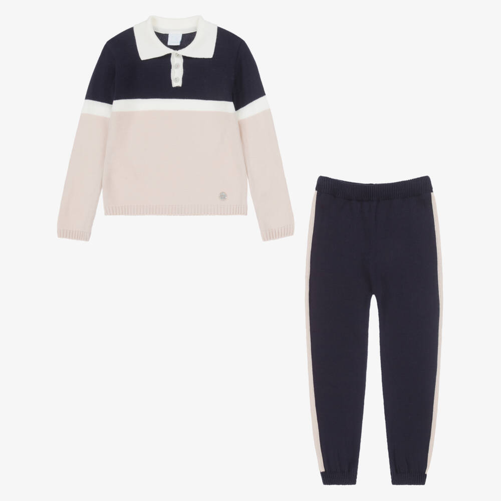 Artesanía Granlei-طقم محبوك للأولاد بلون كحلي وبيج | Childrensalon Outlet